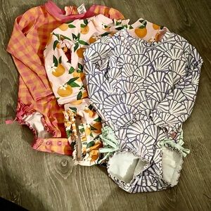 Ruffle Butts Kids Swim One Piece - Pink, Orange, Purple